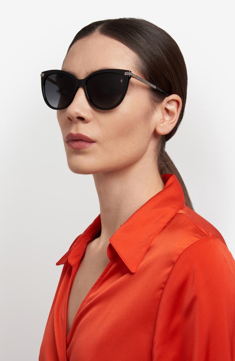 Stuart Weitzman 57mm Gradient Butterfly Sunglasses, Alternate, color, Black