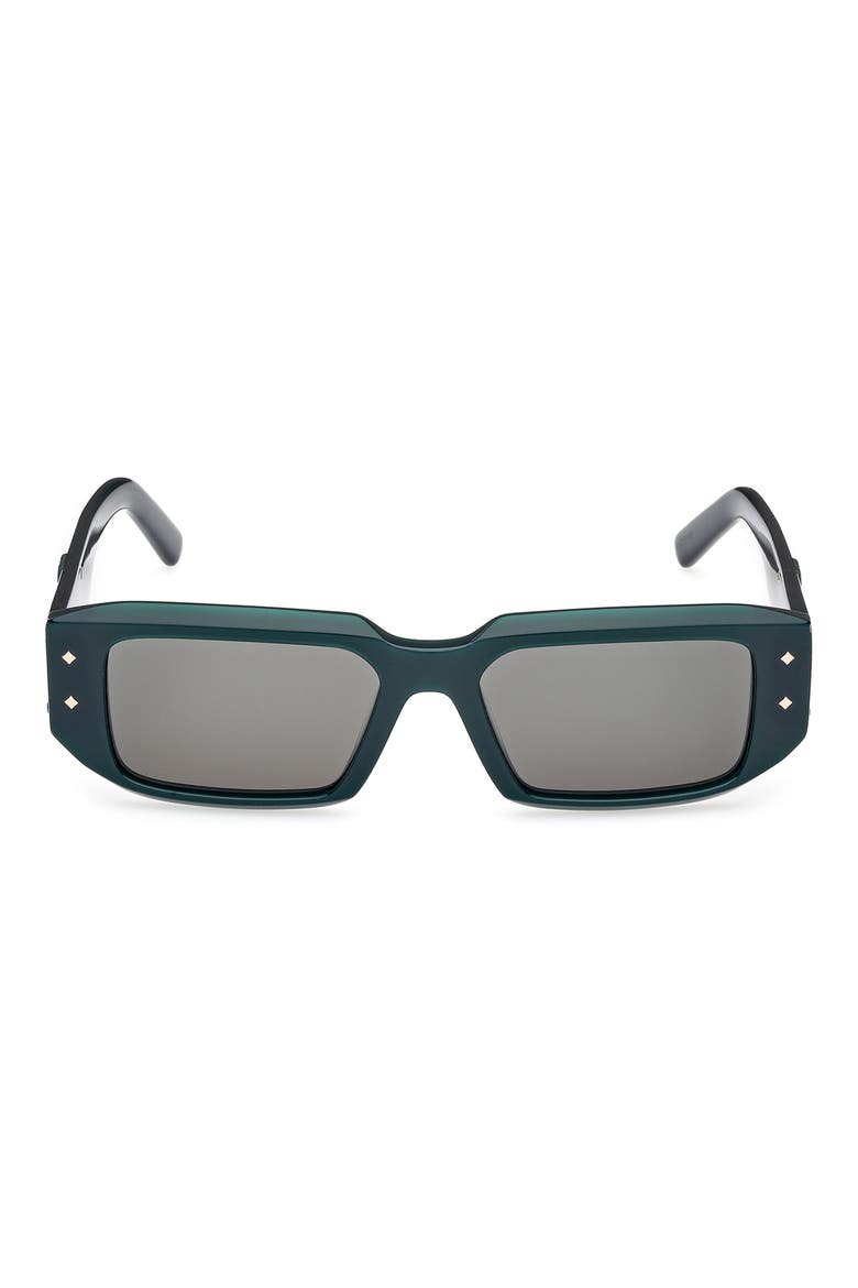 53mm Rectangular Sunglasses, Main, color, SHINY DARK GREEN / GREEN