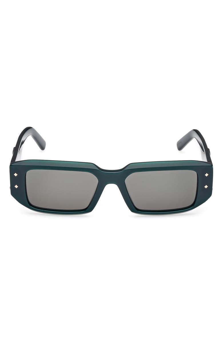 MCM 53mm Rectangular Sunglasses, Main, color, Shiny Dark Green / Green