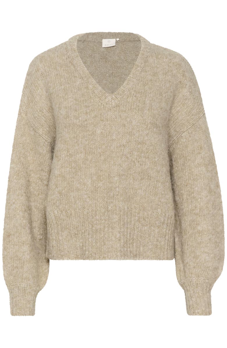 Kaffe KAtrina V-neck Casual Fit Pullover, Alternate, color, Feather Gray Melange