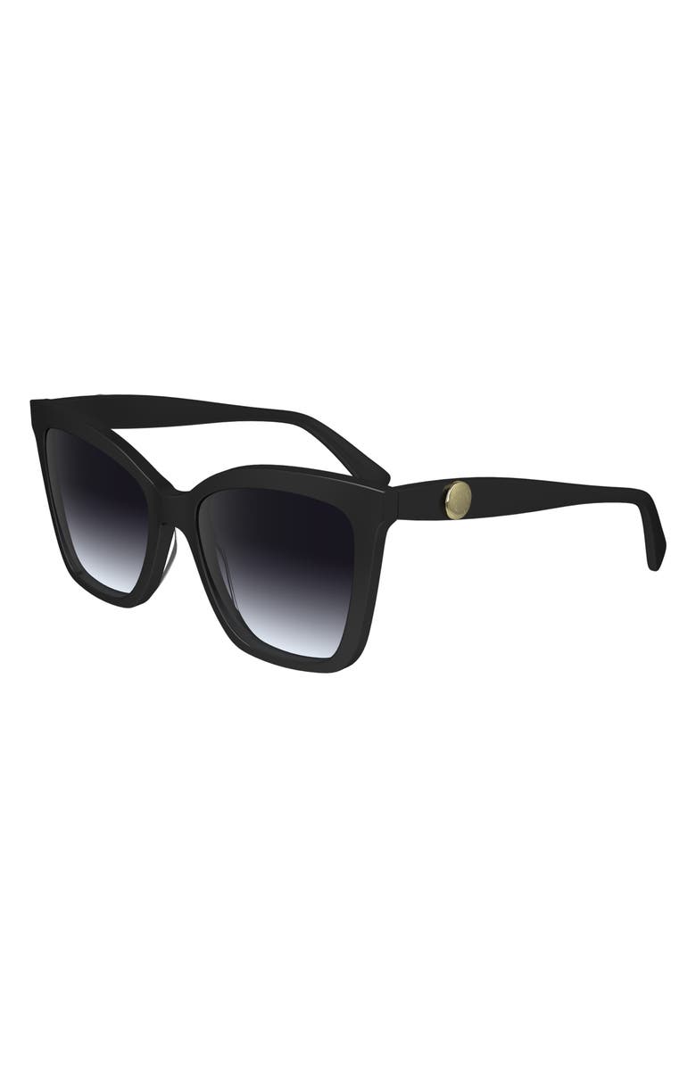 Longchamp Le Pliage 54mm Gradient Cat Eye Sunglasses, Alternate, color, Black