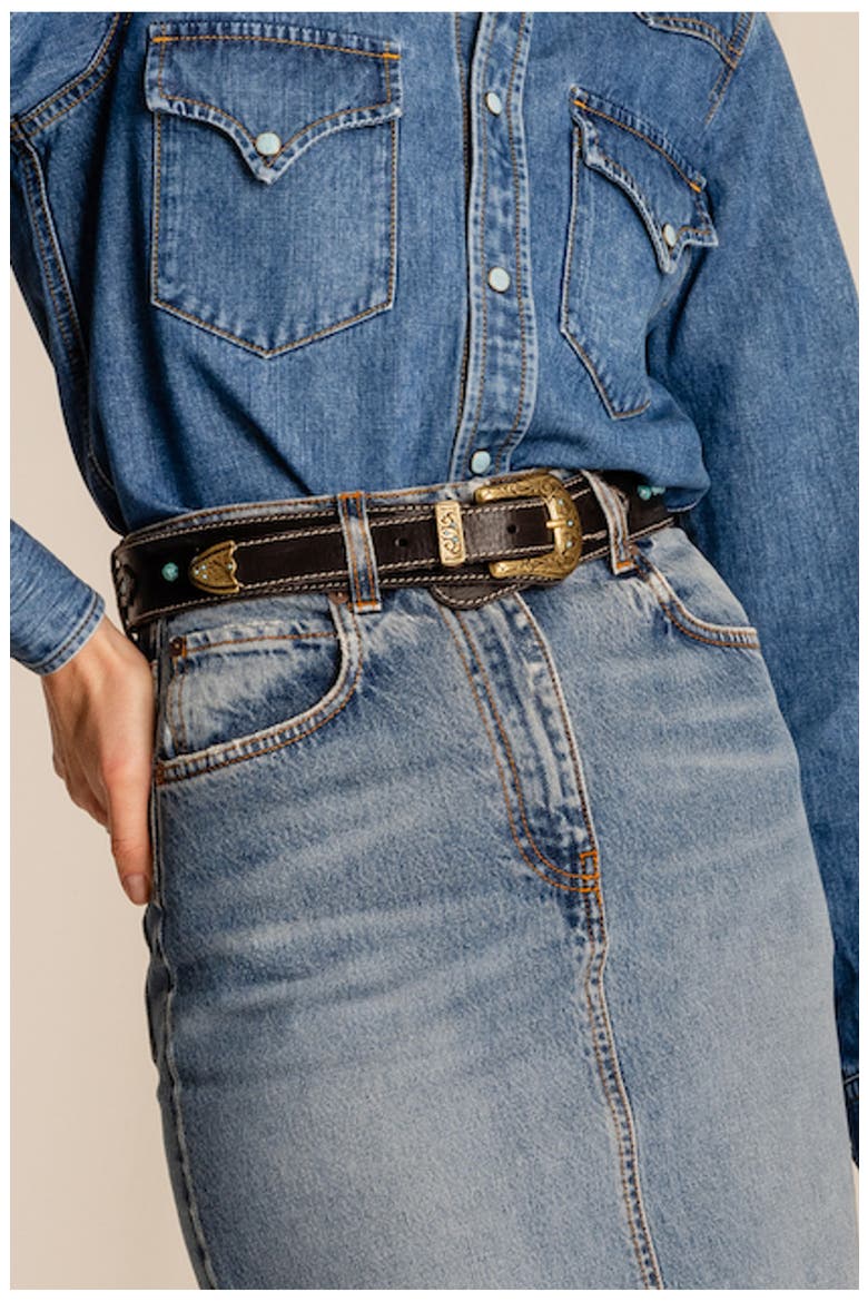 Texan Leather Belt, Alternate, color, Black