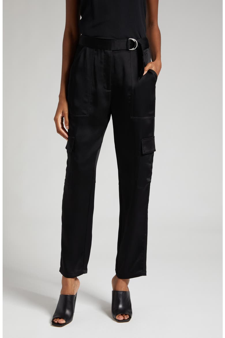 Carolina Belted Cargo Pants, Main, color, BLACK