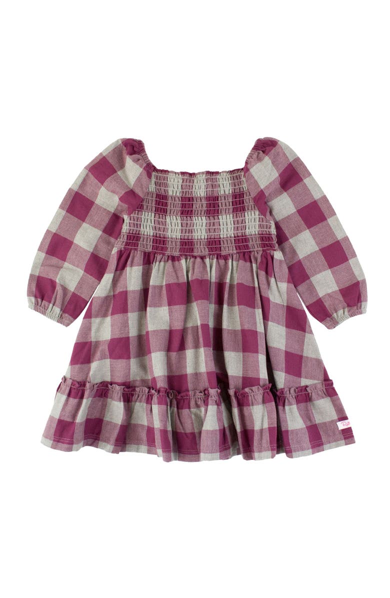 RuffleButts Girls Long Sleeve Smocked Ruffle Hem Dress, Main, color, 