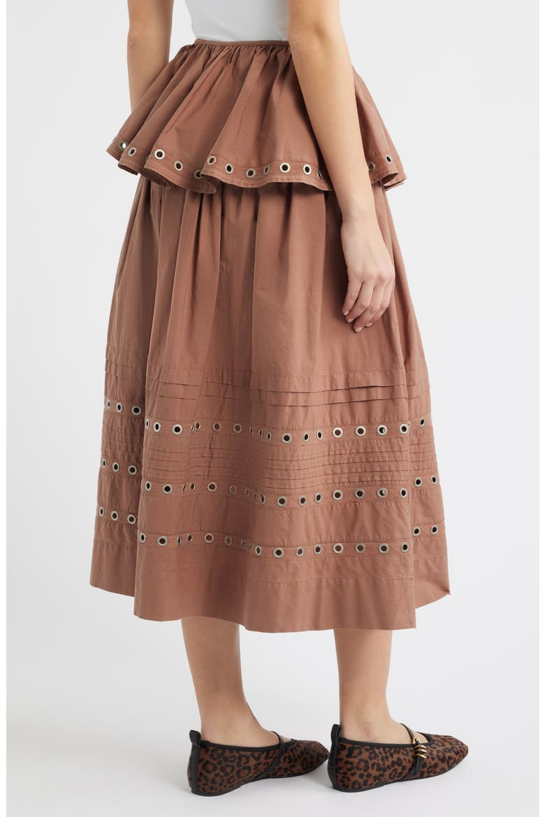 Anika Ruffle Grommet Organic Cotton Maxi Skirt, Alternate, color, TAN