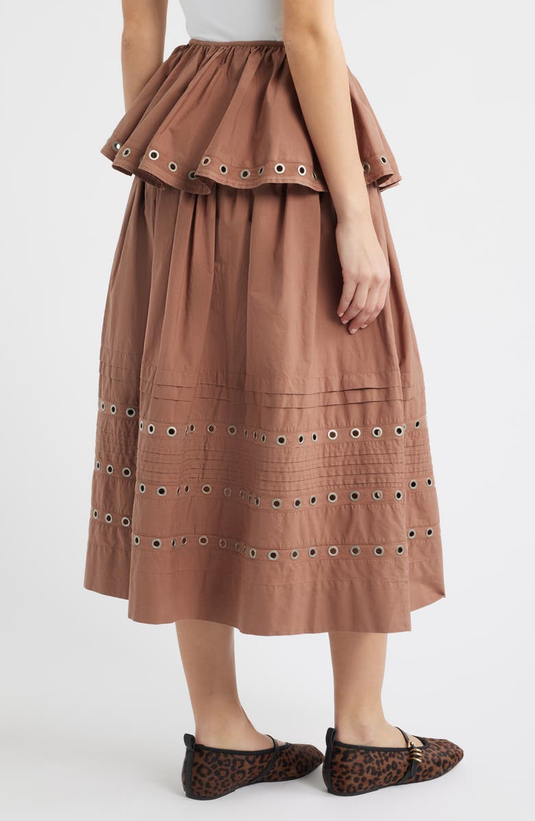 Damson Madder Anika Ruffle Grommet Organic Cotton Maxi Skirt, Alternate, color, Tan