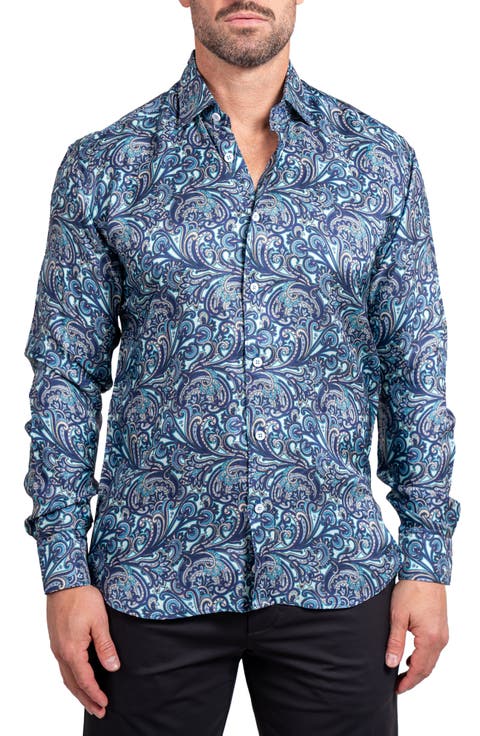 Fibonacci Ascension 0219 Paisley Contemporary Fit Button-Up Shirt