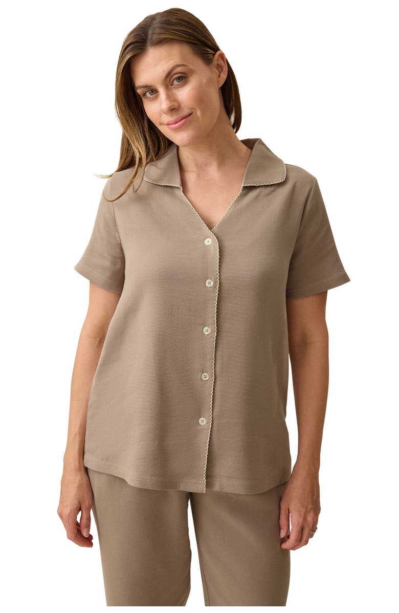 Kindred Bravely Cotton Blend Pajama Set, Alternate, color, Taupe