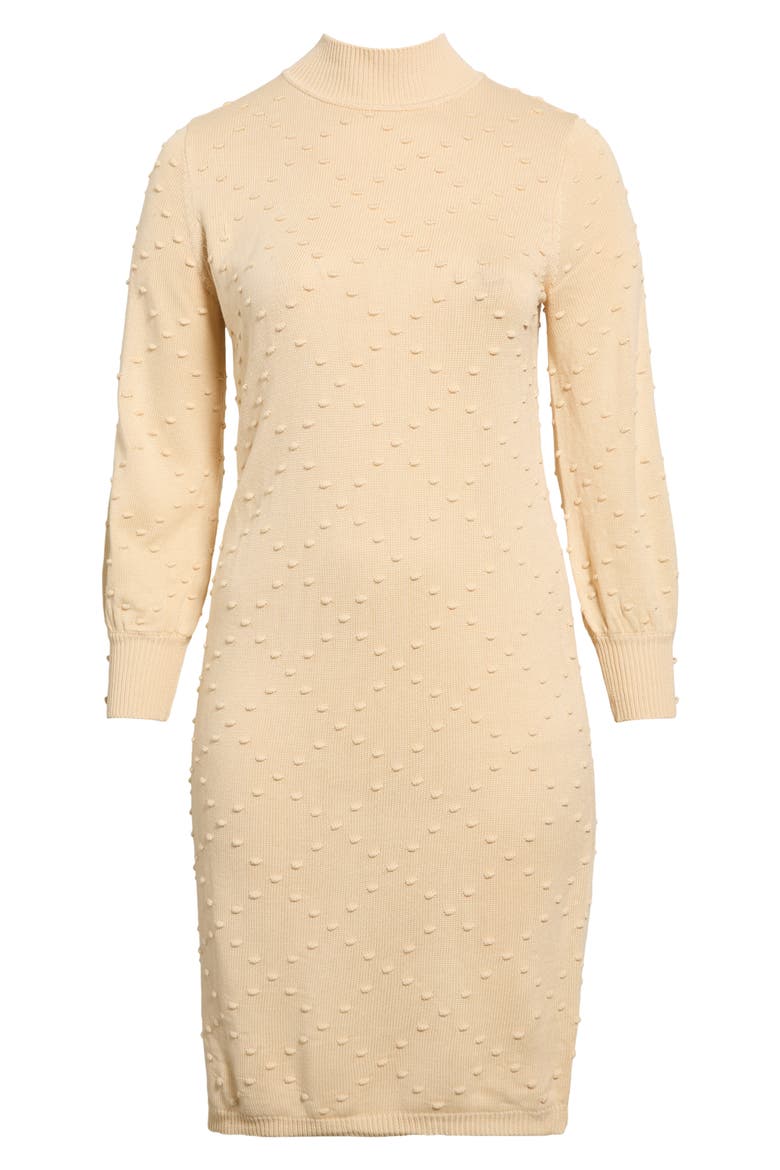 Bobble Stitch Mock Neck Sweater Dress, Alternate, color, MACADAMIA