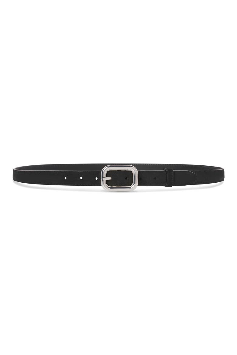 The Rounded Buckle Suede Belt, Main, color, BLACK