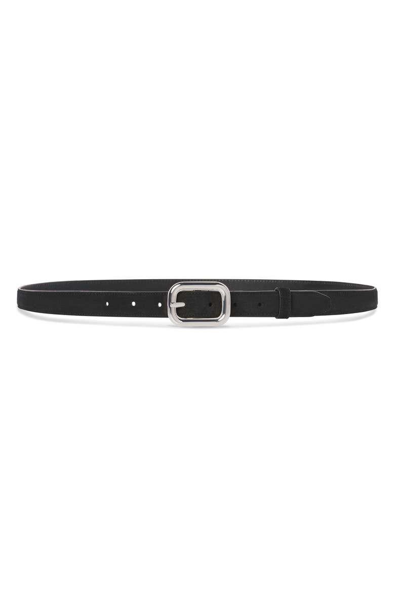 FRAME The Rounded Buckle Suede Belt, Main, color, Black