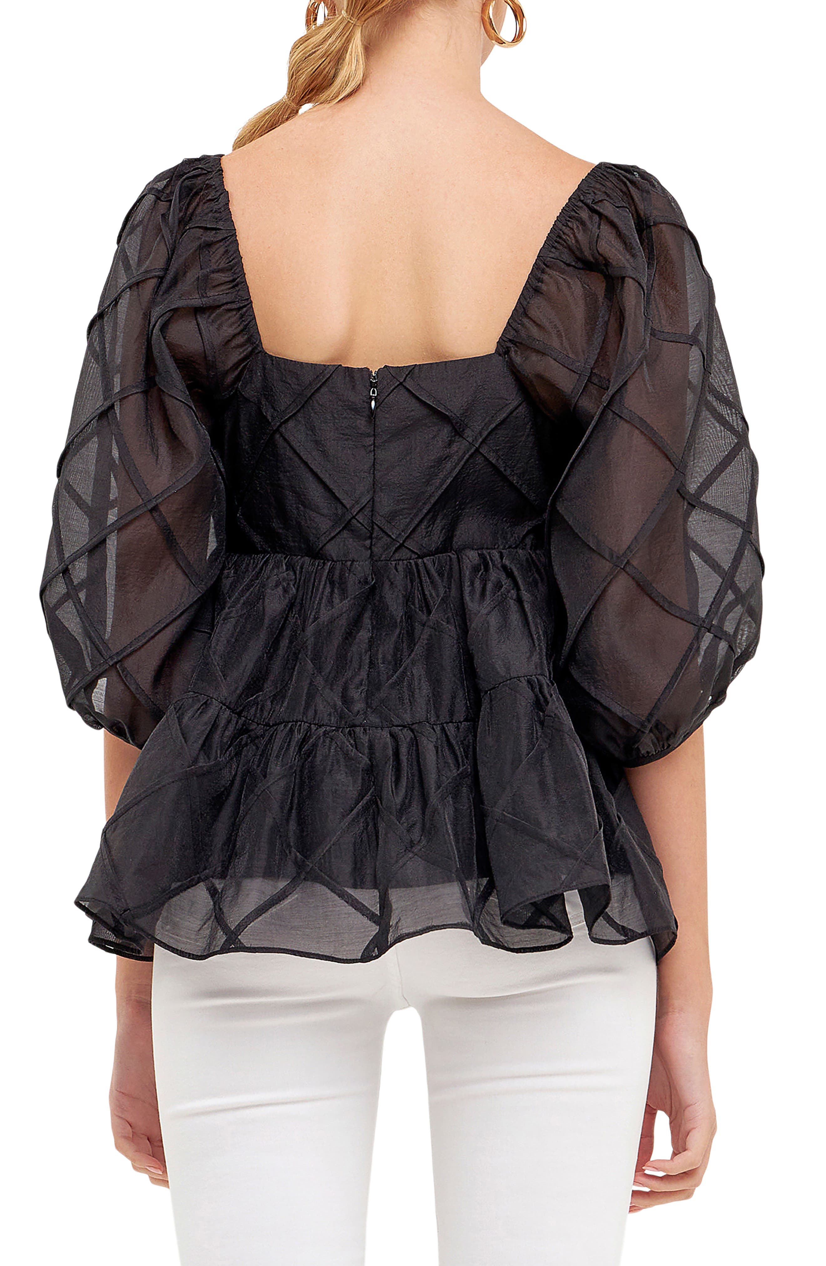 Square Neck Organza Babydoll Top - image 2