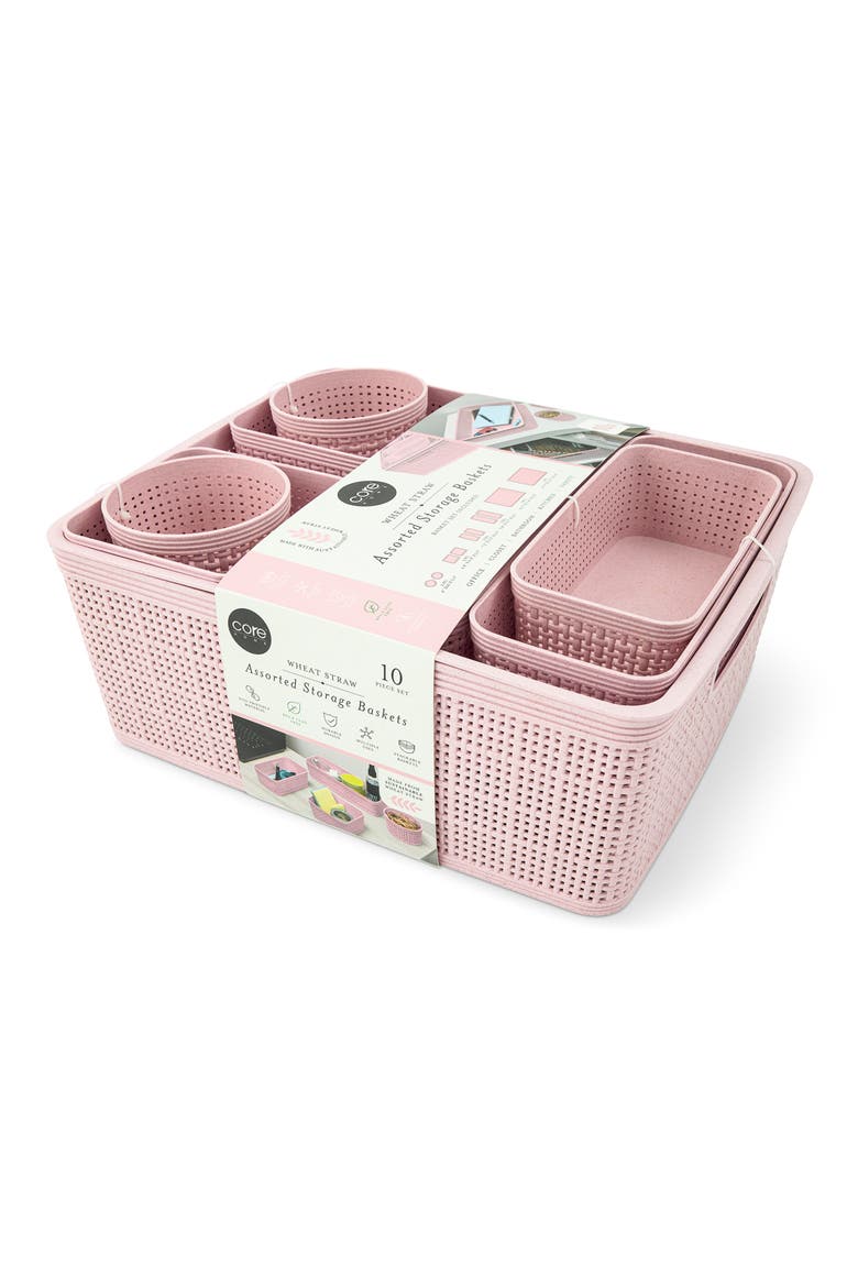 10-Piece Assorted Storage Basket Set, Alternate, color, ROSE WHISPER