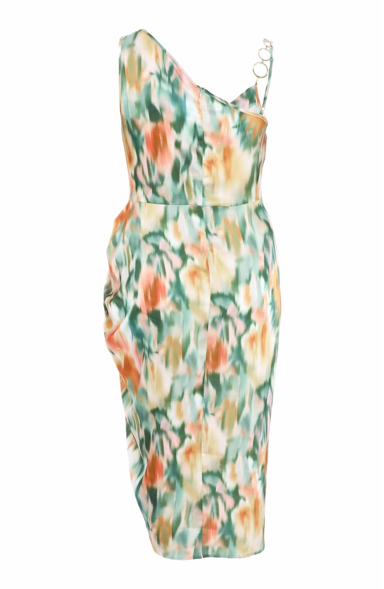 QUIZ Satin Marble Ruched Cowl Midi Dress, Alternate, color, 