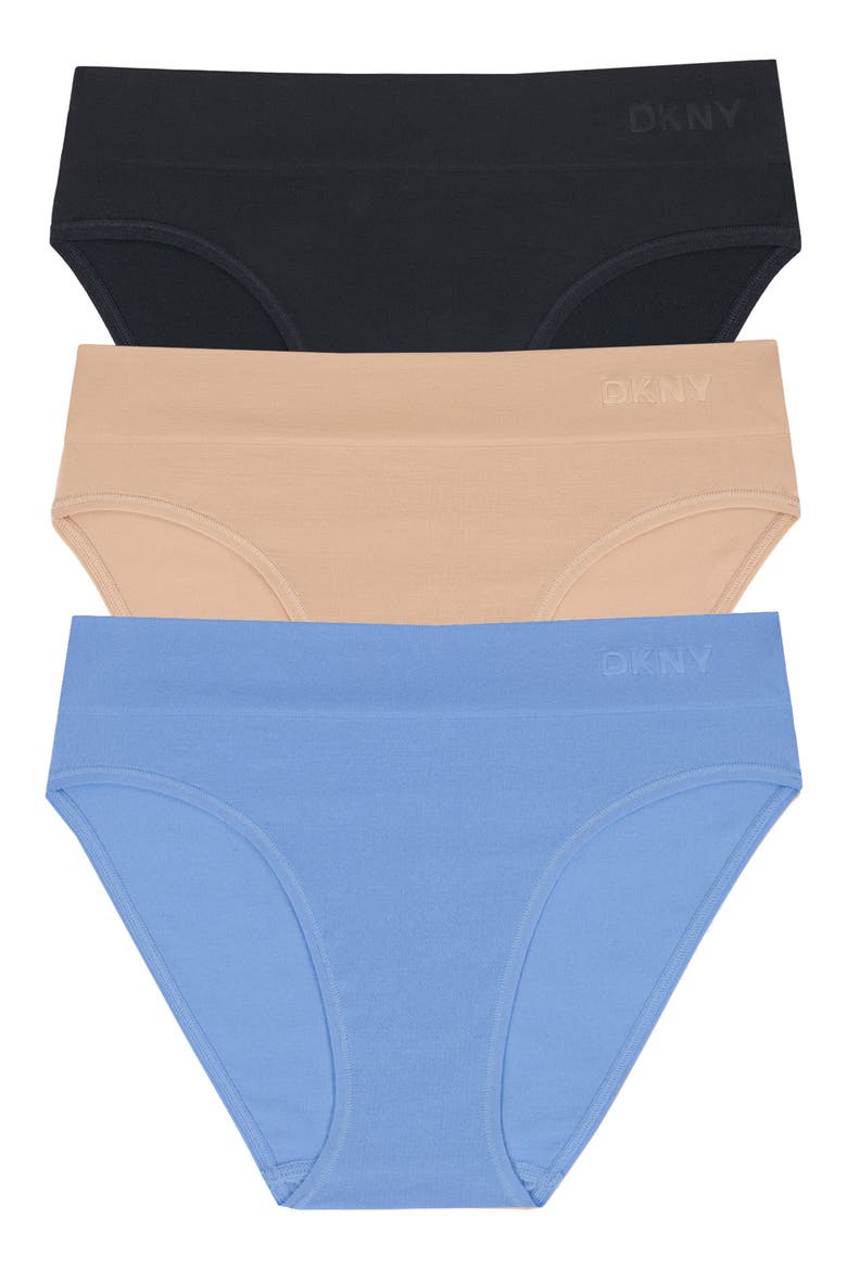 3-Pack Seamless LiteWear Bikinis, Main, color, BLACK/CASHMERE/CORNFLOWER BLUE