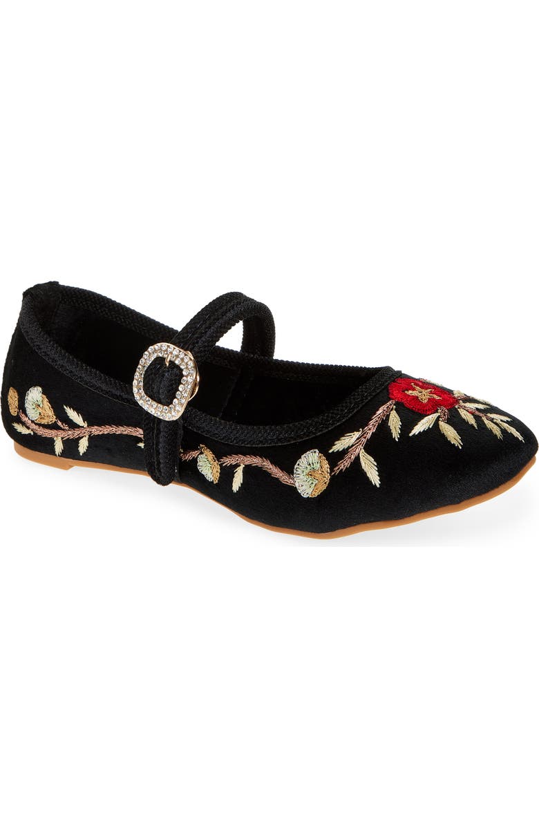 FUCHSIA Paradise Floral Embroidered Mary Jane, Main, color, Black