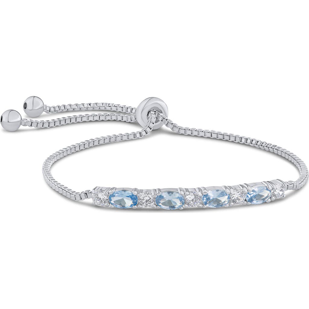 Kenneth Jay Lane Aqua & White Cubic Zirconia Bar Slider Bracelet