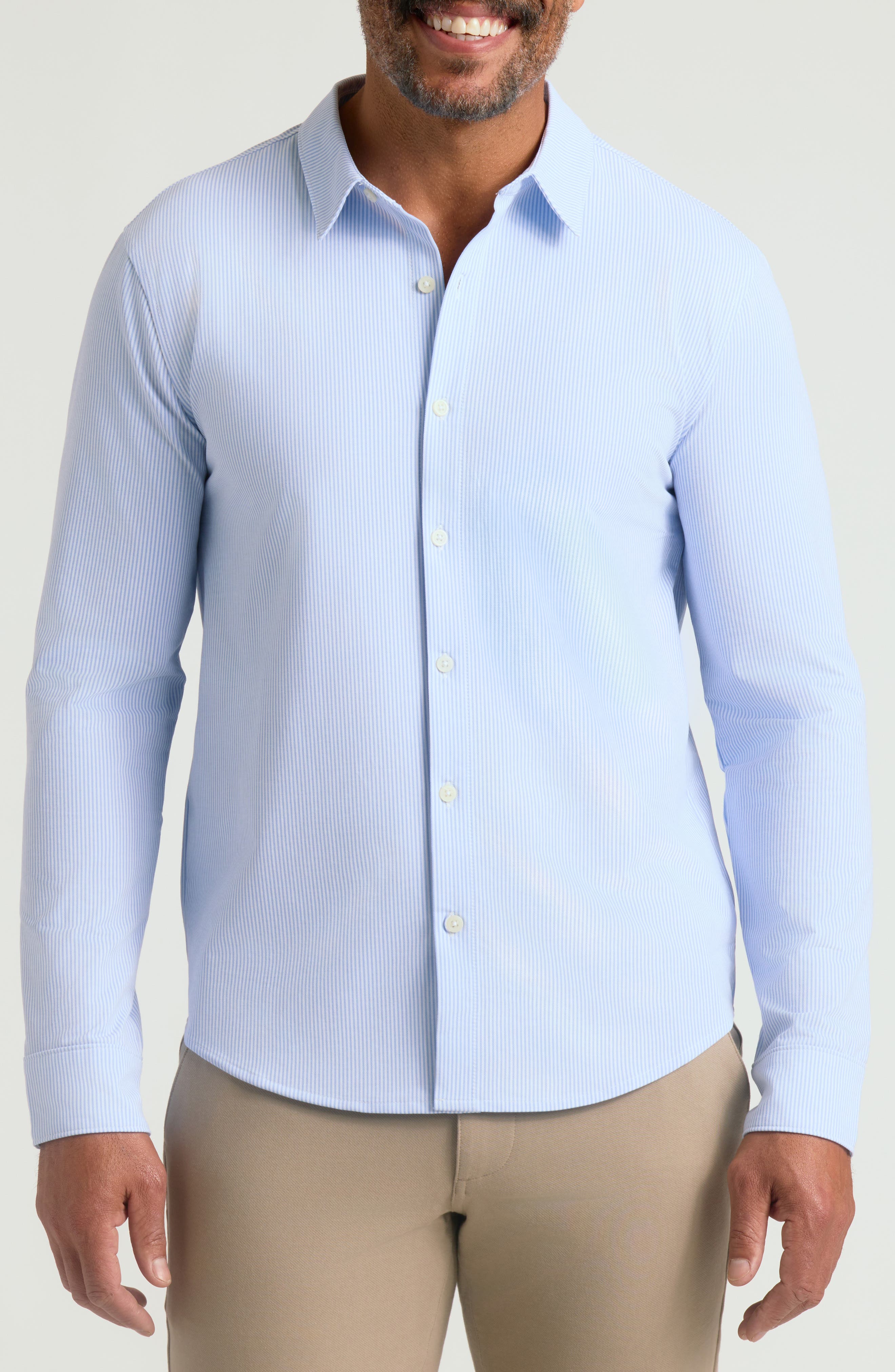 Stripe Stretch Oxford Performance Button-Up Shirt - image 5