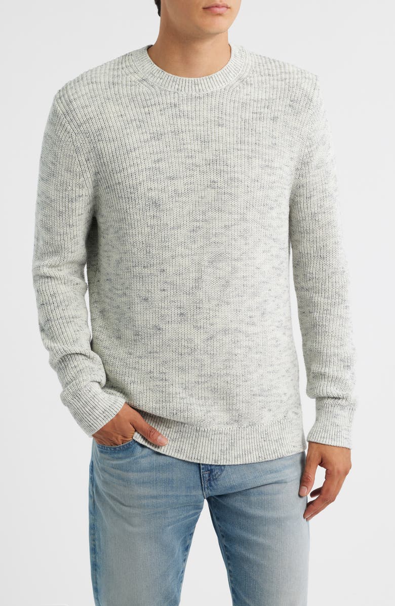 Treasure & Bond Space Dye Crewneck Cotton Blend Sweater, Main, color, White- Black Caviar Marl