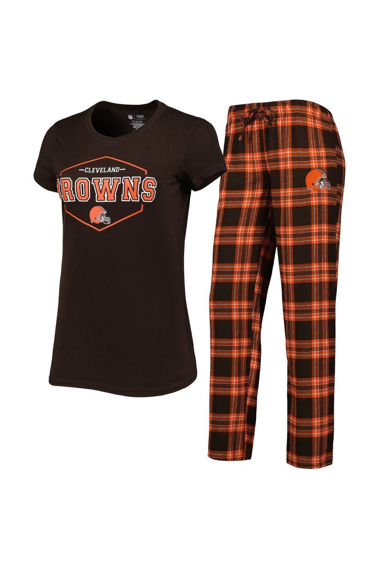 Women's Concepts Sport Brown/Orange Cleveland Browns Badge T-Shirt & Pants Sleep Set, Main, color, Brown