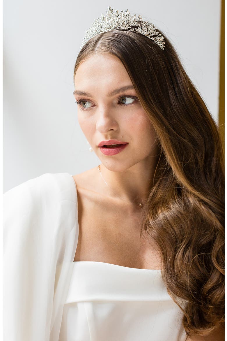 Karissa Crystal Crown (Nordstrom Exclusive), Alternate, color, SILVER