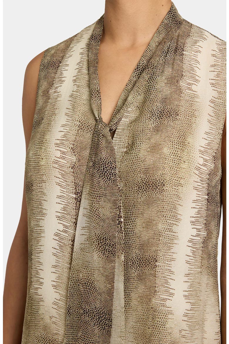 Teca Sleeveless Printed Tie Neck Blouse, Alternate, color, SAHARA