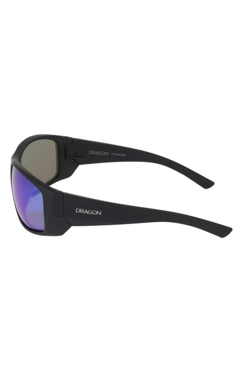 Dragon 64mm Oversize Rectangular Sunglasses In Matte Black/green Mirror
