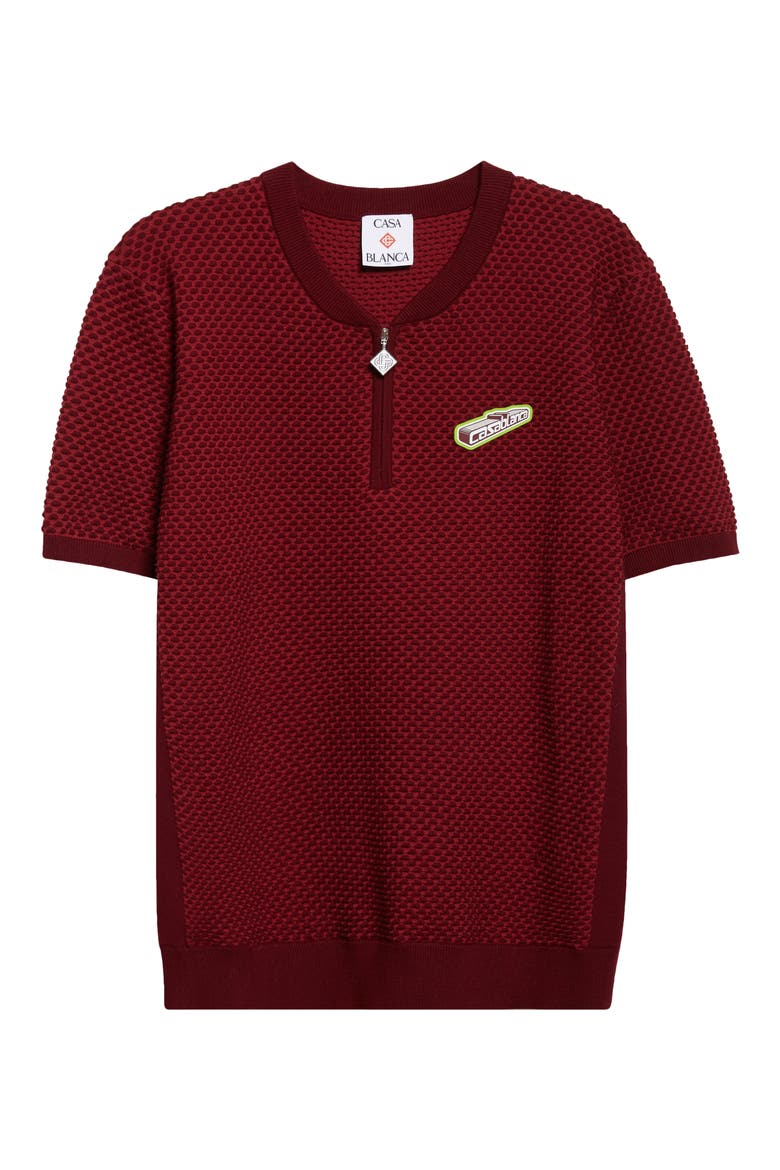 Bubble Jacquard Quarter Zip Polo, Alternate, color, BURGUNDY