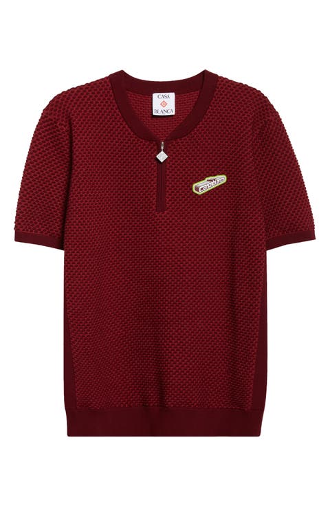 Bubble Jacquard Quarter Zip Polo