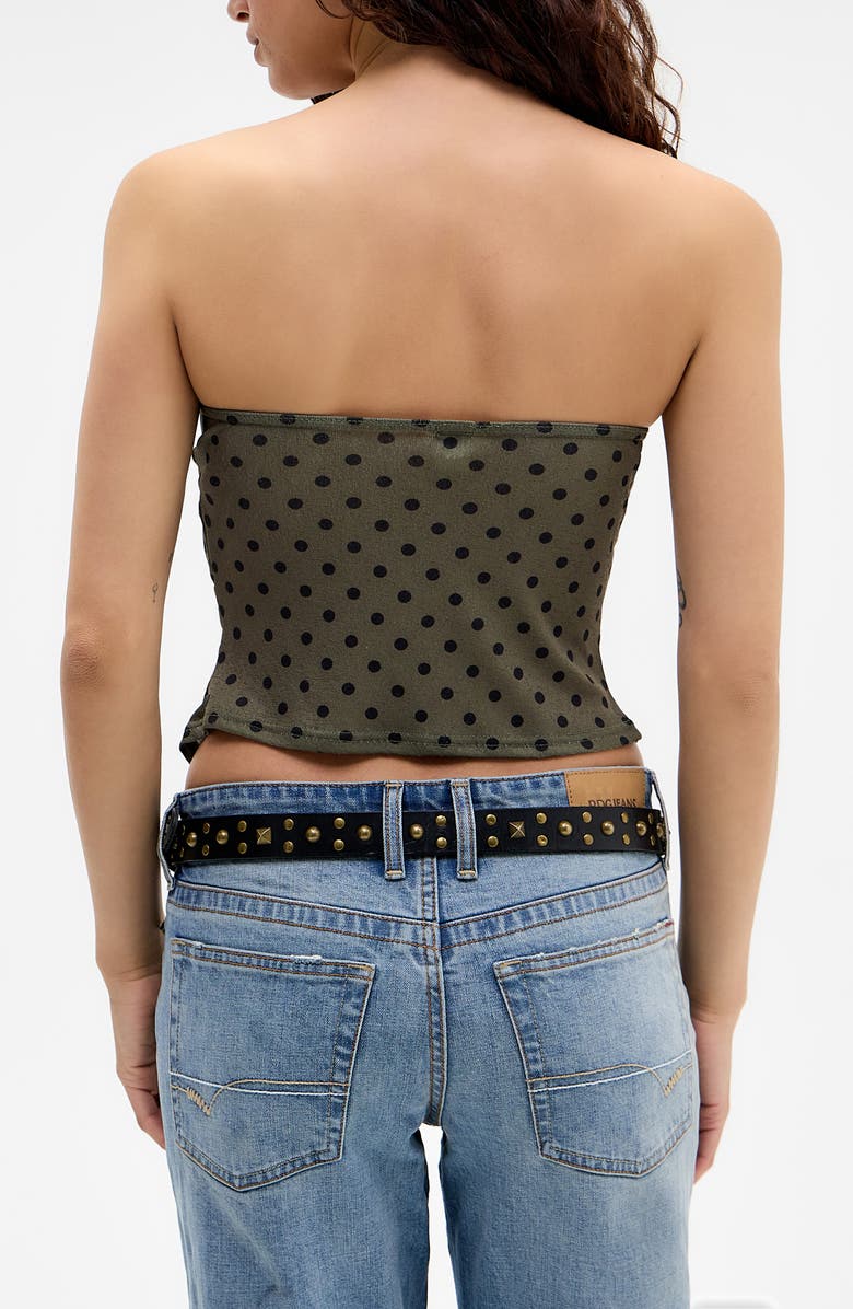 BDG Urban Outfitters Polka Dot Double Ruched Bandeau Top, Alternate, color, Green Polka Dot