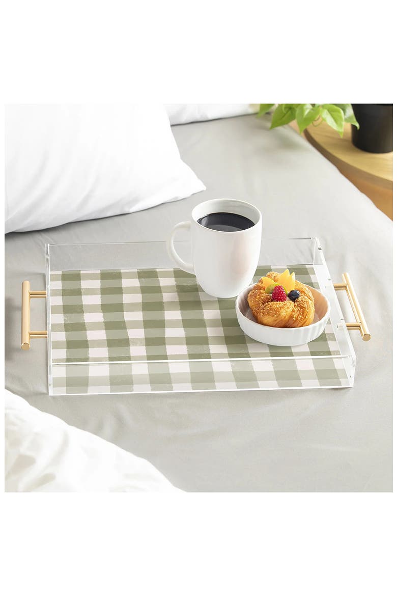 Menina Lisboa Rustic Plaid Acrylic Serving Tray, Alternate, color, GREEN