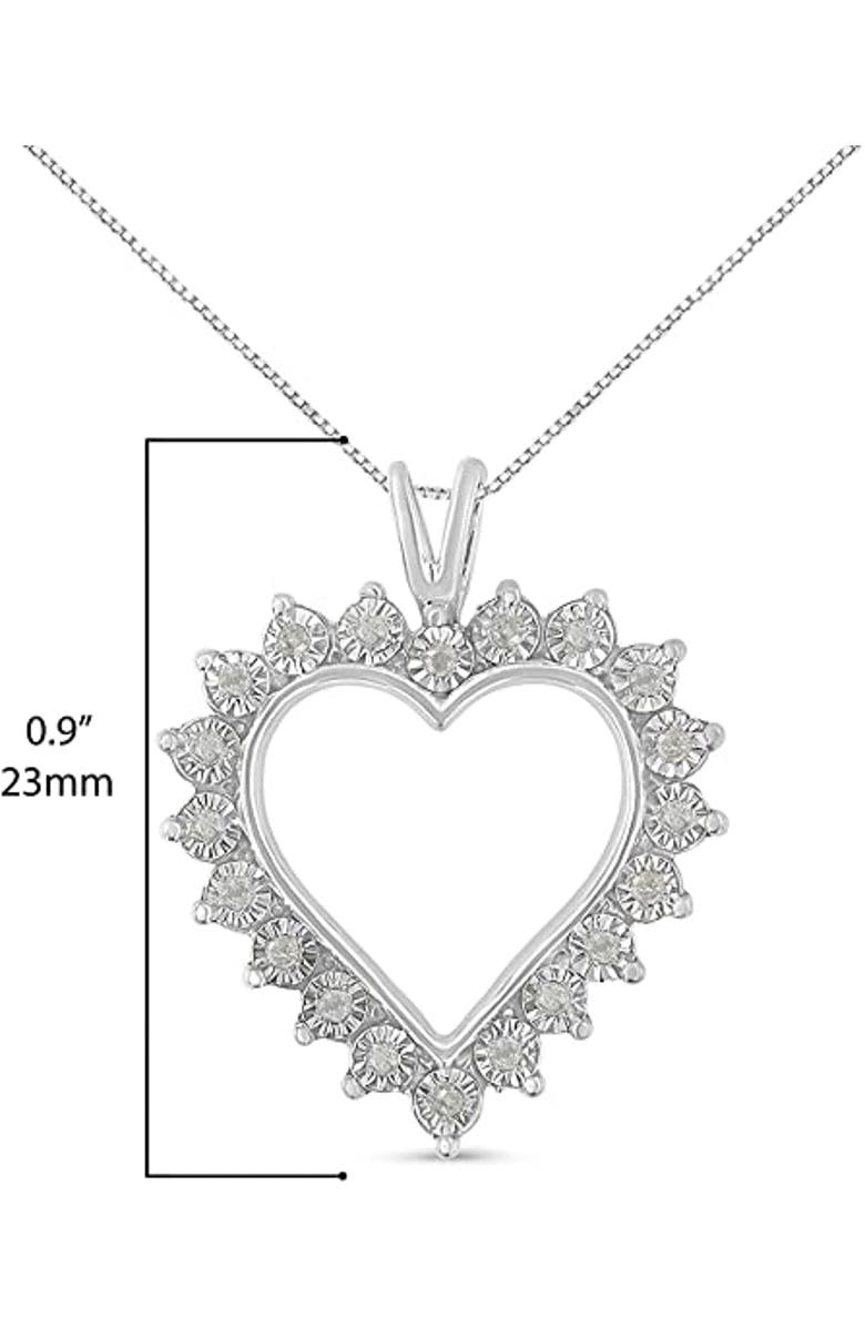 Haus of Brilliance Silver 1/4 Cttw Miracle Set Diamond Open Heart Pendant Necklace, Alternate, color, White