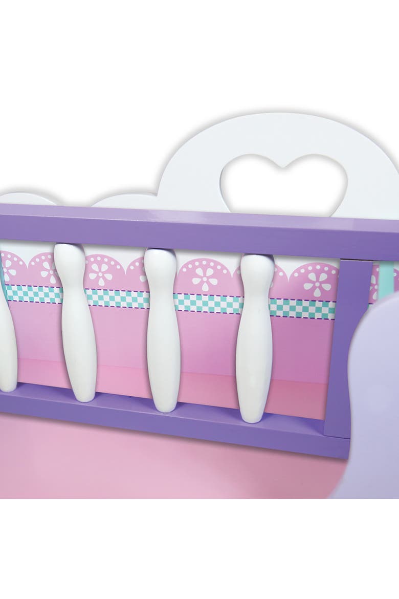 Wooden Baby Doll Cradle, Pink Purple White, Fits Up to 18 Inches, Alternate, color, Multicolored
