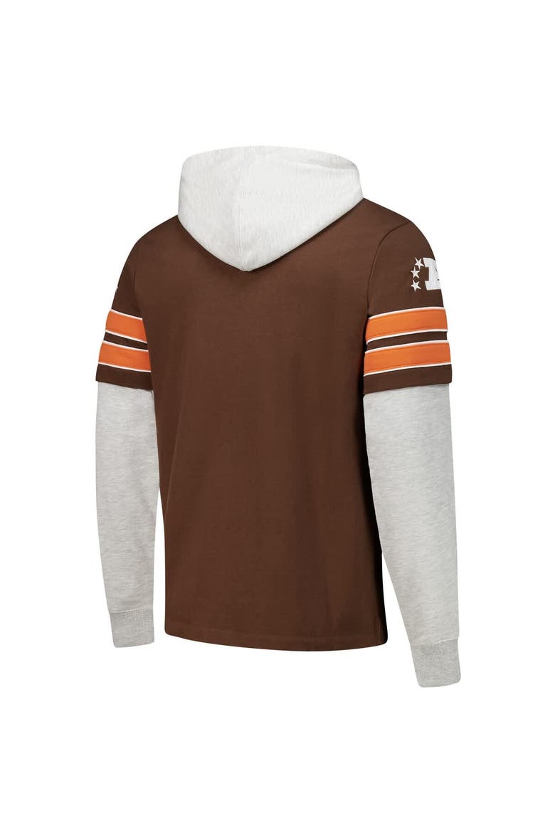 Men's '47 Brown Cleveland Browns  Throwback Double Header Blitz Cornerback Pullover Hoodie, Alternate, color, Brown