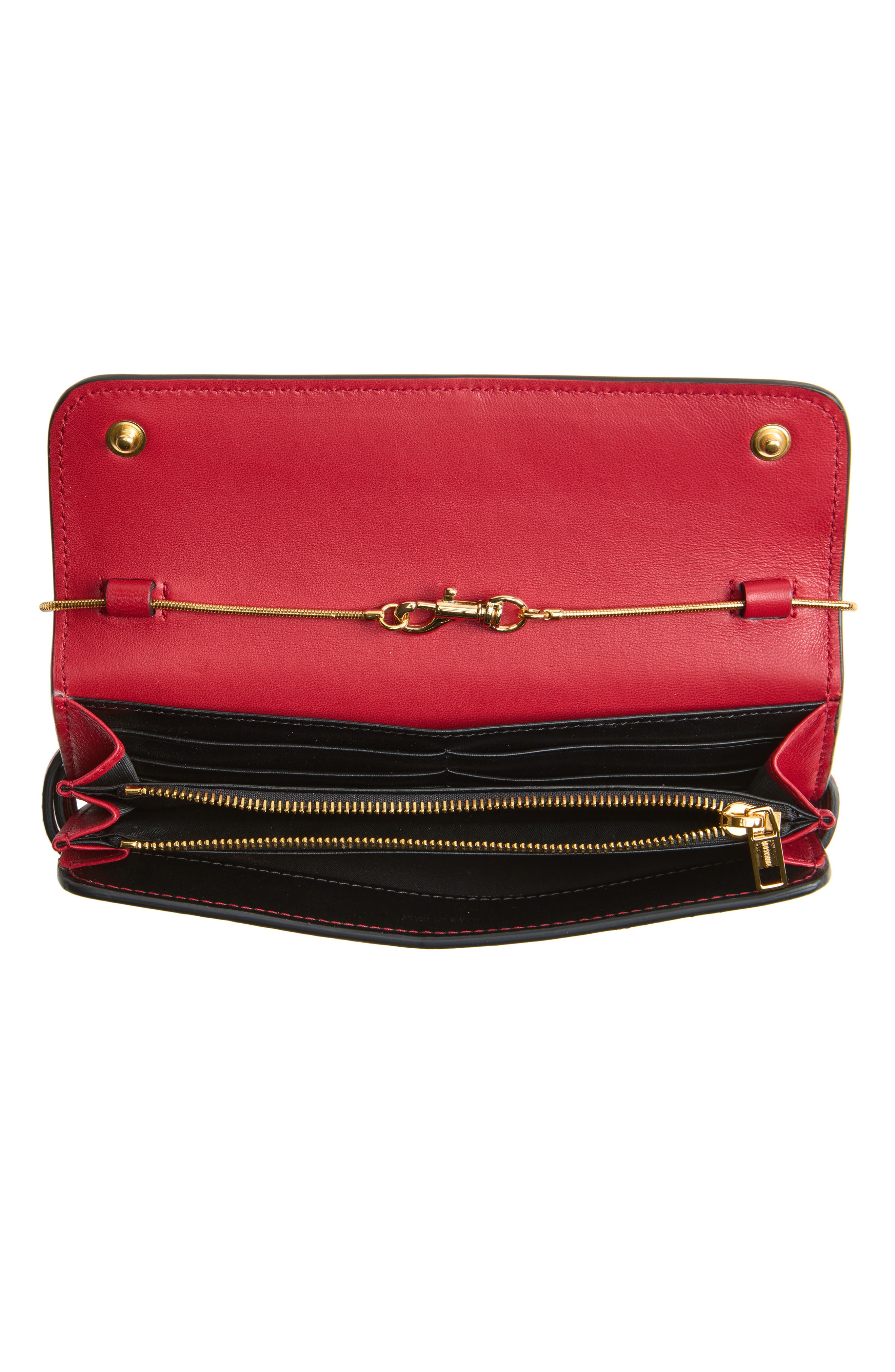Soft Leather Wallet on a Chain, Alternate, color, RED