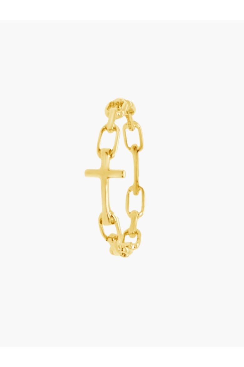 Chain Breaker Cross Ring, Main, color, 18k Gold Plated