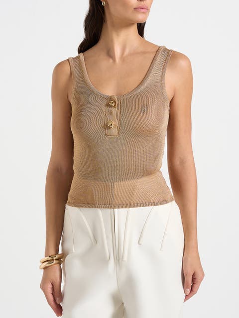 Pippa Pointelle Knitted Vest With Knot Button