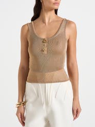 Manière De Voir Pippa Pointelle Knitted Vest With Knot Button