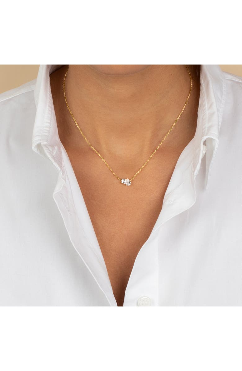 BY ADINA EDEN CZ Princess Cut X Baguette Pendant Necklace, Alternate, color, Gold