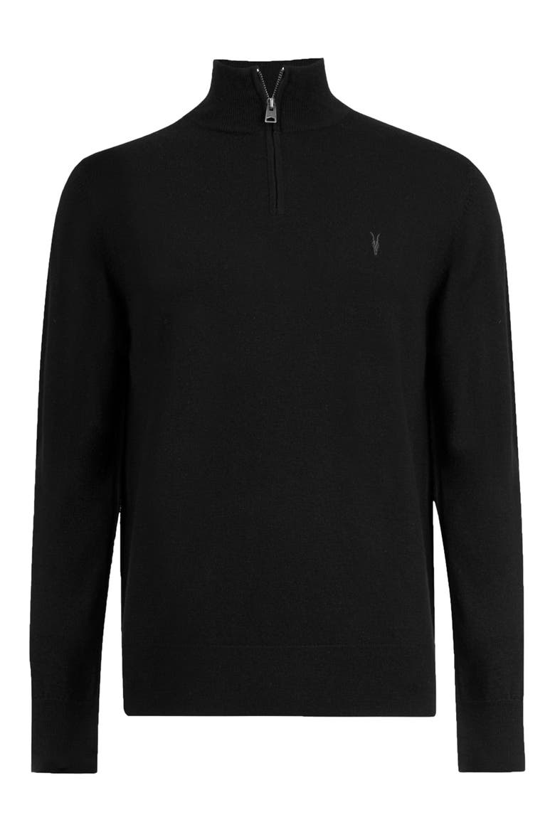Kilburn Funnel Neck Wool Blend Quarter Zip Sweater, Alternate, color, BLACK