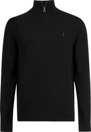 AllSaints Kilburn Funnel Neck Wool Blend Quarter Zip Sweater