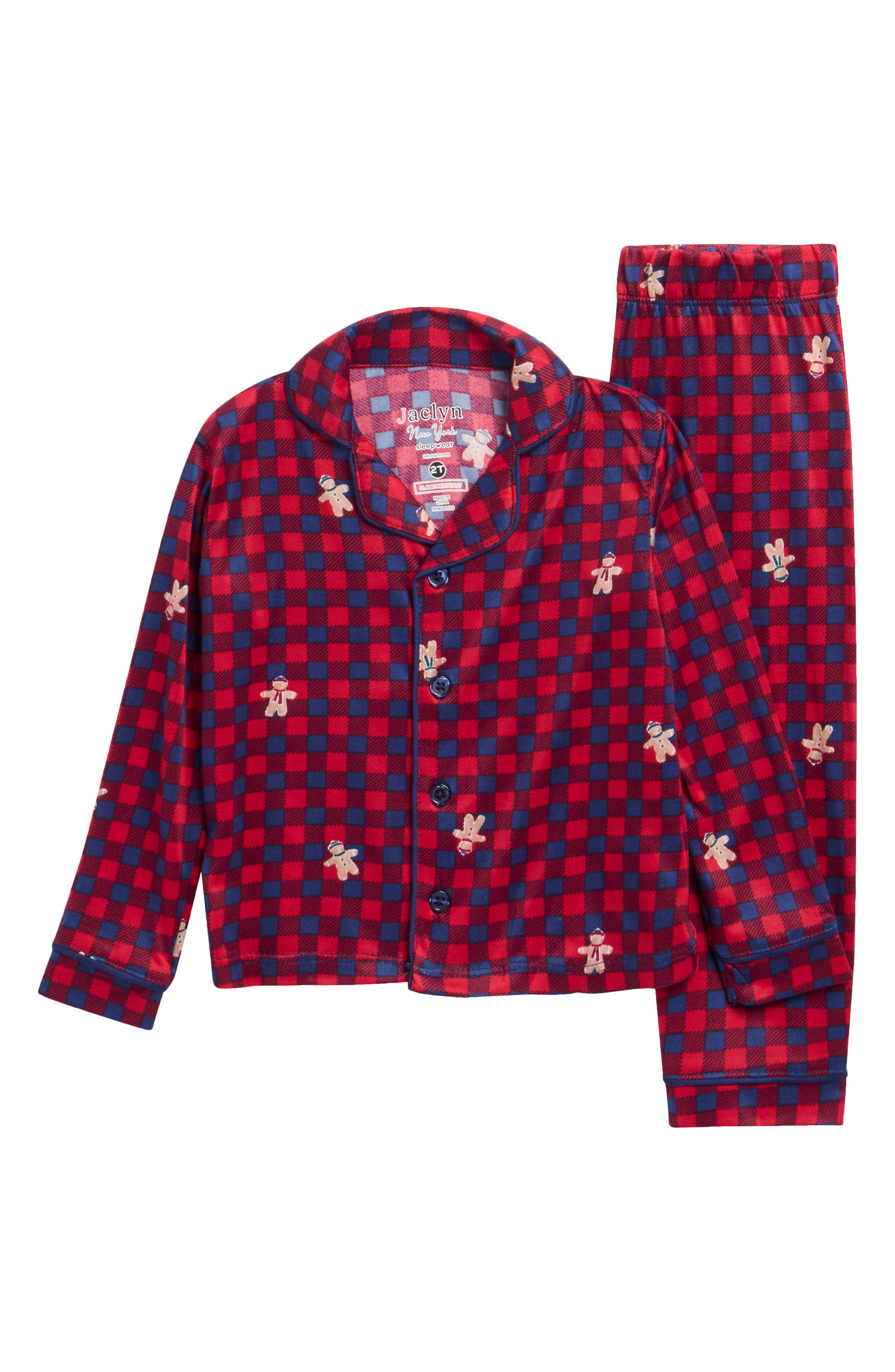 Kids' Gingerbread Check Fitted Two-Piece Pajamas