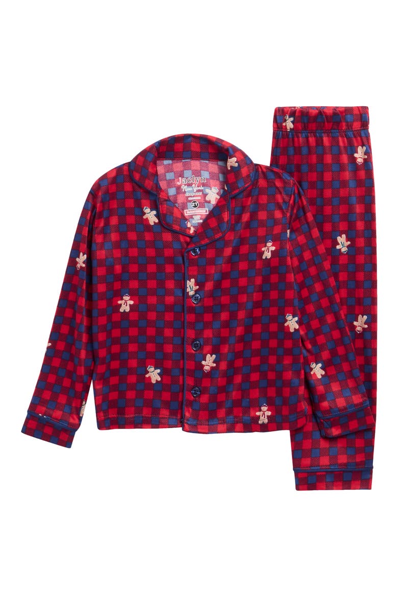 Kids' Gingerbread Check Fitted Two-Piece Pajamas, Main, color, GINGERBREAD CHECK