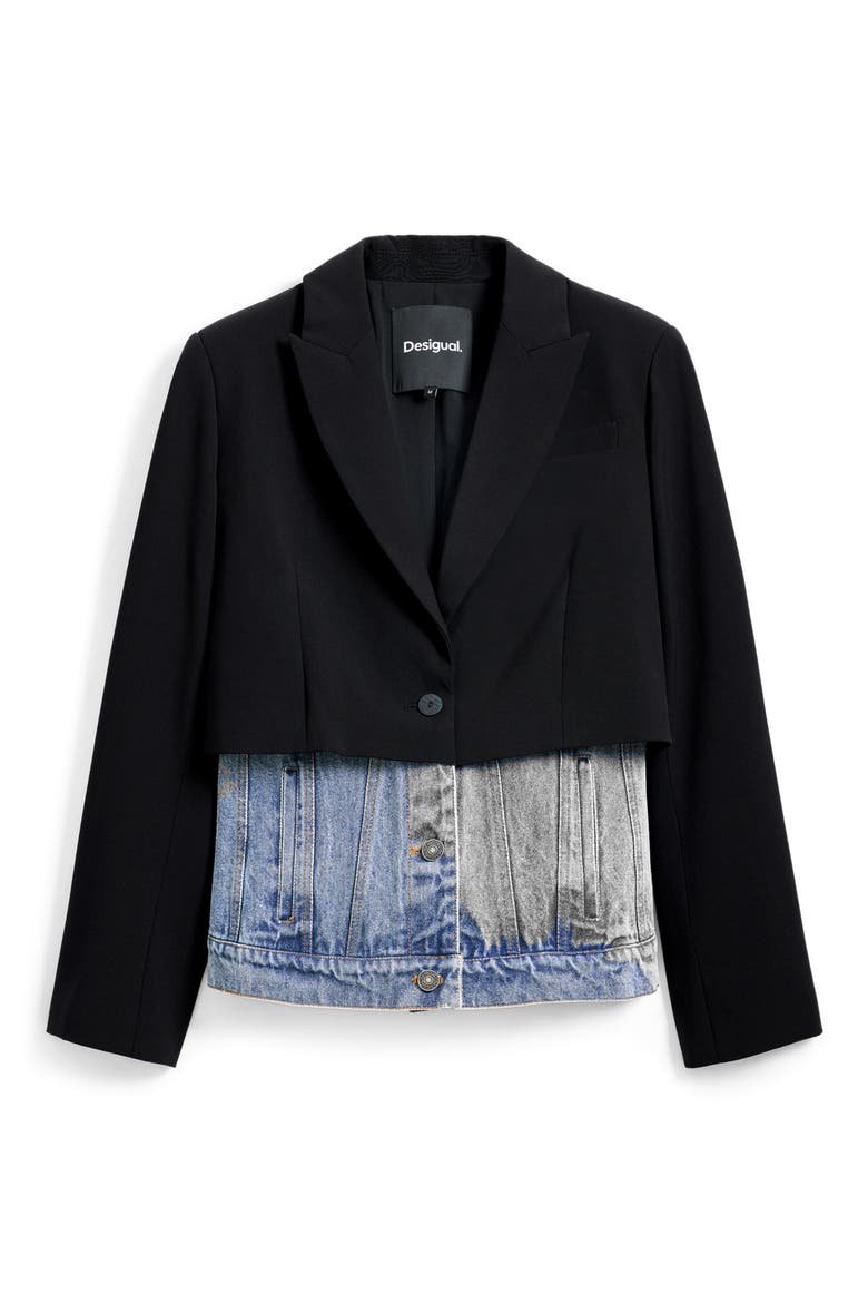 Straight Cut Half Blazer, Alternate, color, BLACK