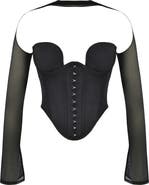 HOUSE OF CB Mina Plunge Long Sleeve Structured Corset Top