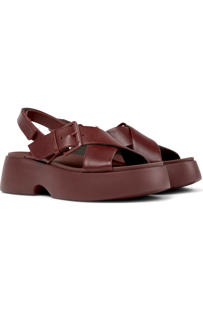 Camper Tasha Crisscross Platform Sandal, Main, color, Burgundy