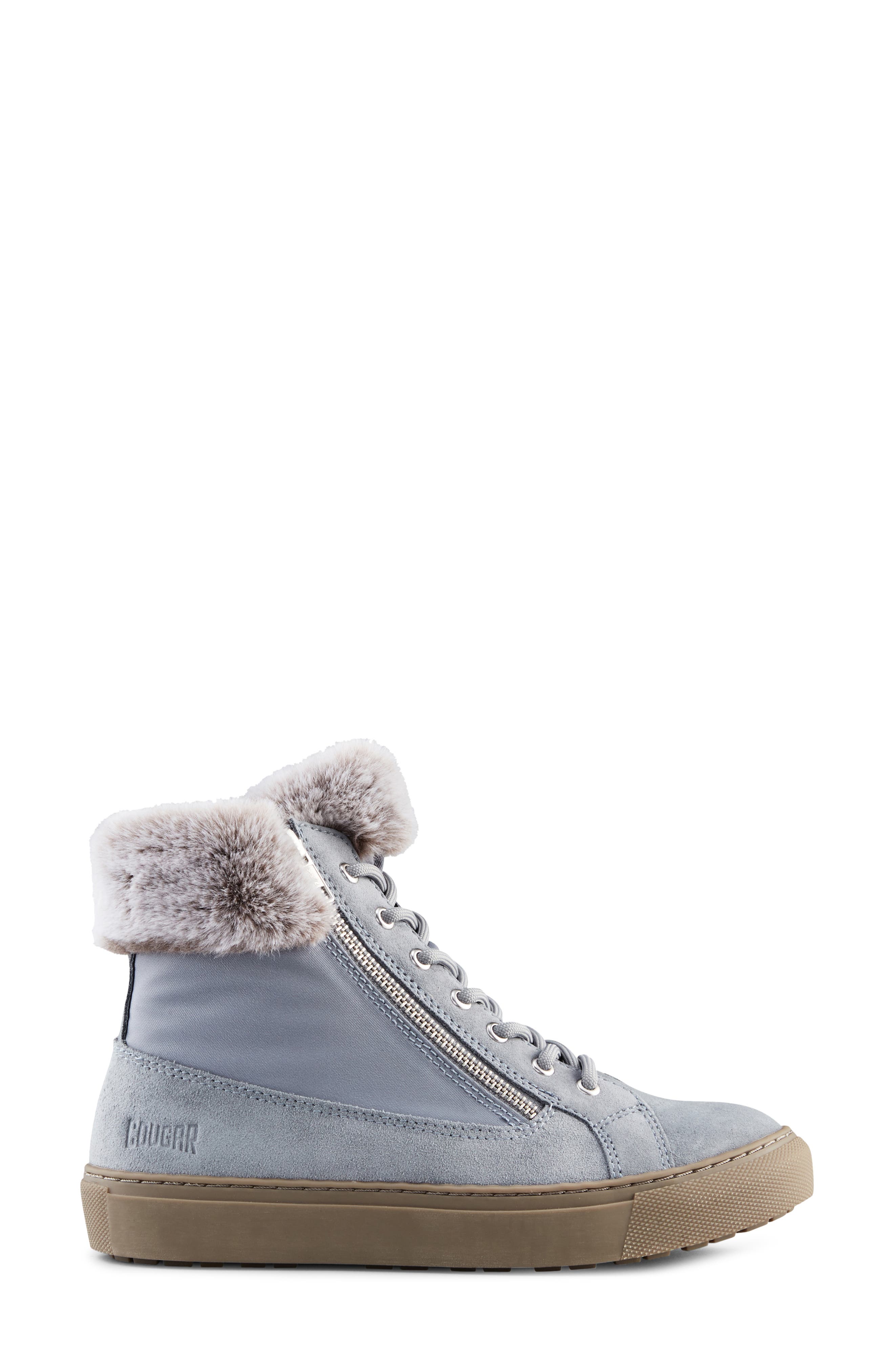 Dubliner Faux Fur Trim Waterproof Bootie, Alternate, color, ASH BLUE