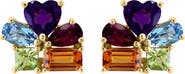 EFFY 14K Yellow Gold Rainbow Gemstone Flower Earrings