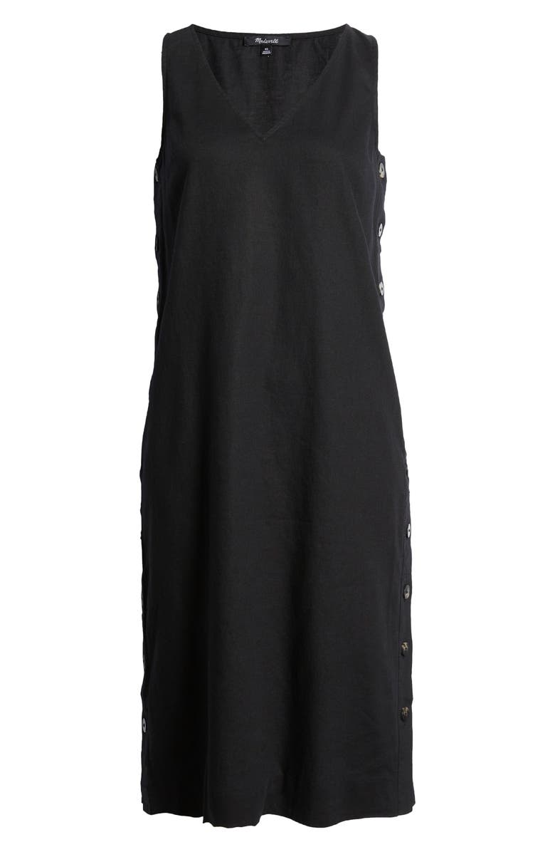 Madewell Linen & Cotton Side Button Midi Dress, Alternate, color, 
