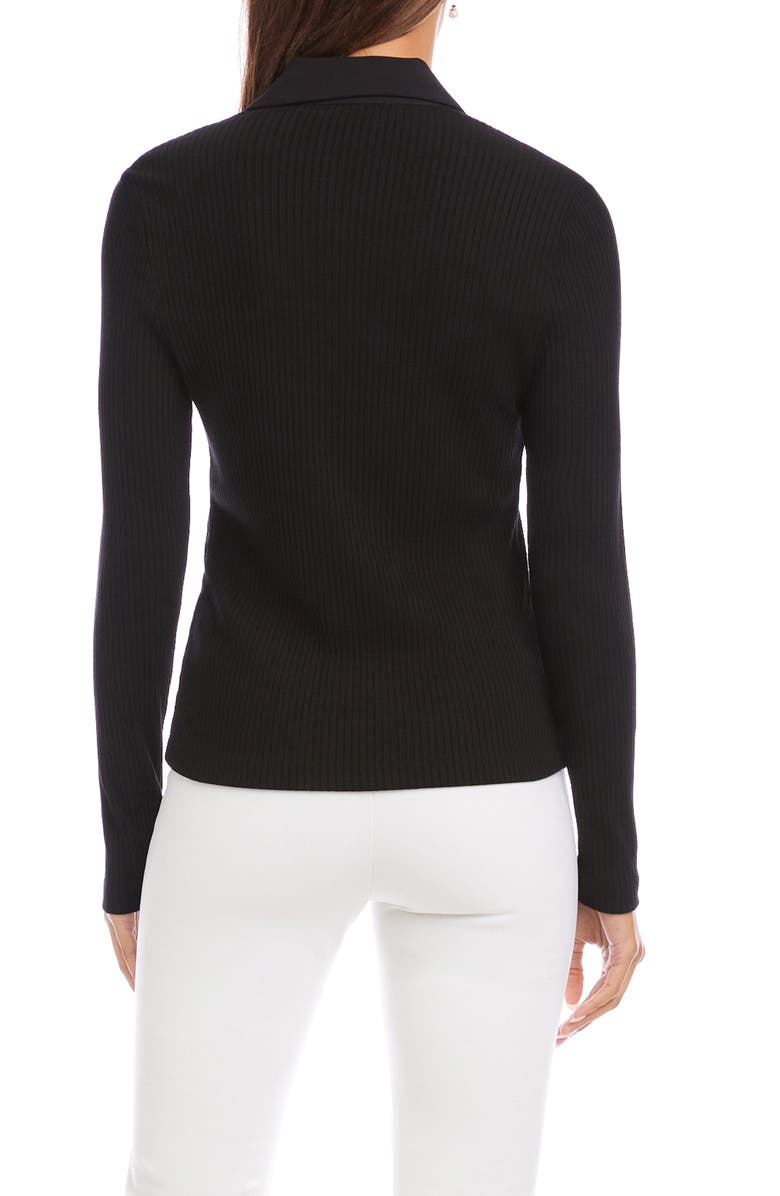 Karen Kane Button-Up Rib Top, Alternate, color, Black